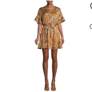 LOST + WANDER Floral Tie-Waist Mini Dress new with tags size M